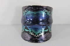 Silver Metal Cuff Bracelet Bangle Snake Blue Black Teal Print New Women Fashion Accessories - alwaystyle4you - 3