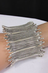 Silver Metal Elastic Bracelet Turkey Hand Made African Tribal Style Women Fashion Jewelry Accessories - alwaystyle4you - 1