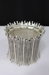 Silver Metal Elastic Bracelet Turkey Hand Made African Tribal Style New Women Fashion Jewelry Accessories - alwaystyle4you - 4