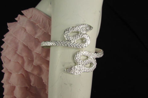 New Egiptian Women Silver / Gold Metal Fashion Two Double Snake Bracelet Arm Cuff Chain Elastic Size One Size Fits All - alwaystyle4you - 7