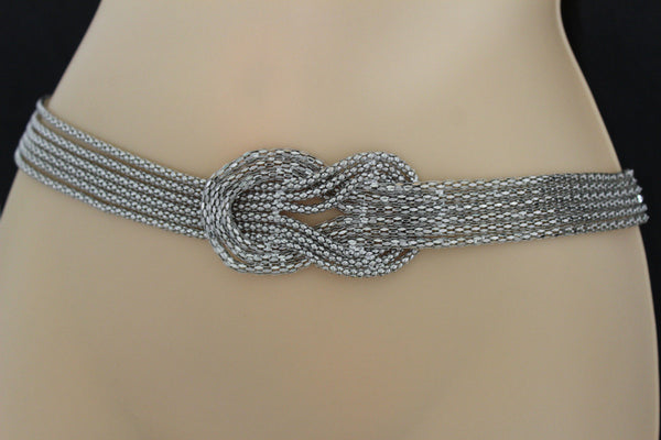 Gold / Silver Mesh Braided Metal Hip High Waist Belt New Women Fashion Accessories Plus Size M L XL - alwaystyle4you - 23