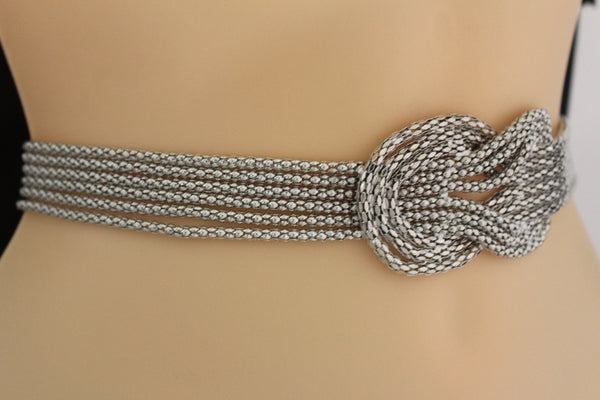 Gold / Silver Mesh Braided Metal Hip High Waist Belt New Women Fashion Accessories Plus Size M L XL - alwaystyle4you - 4