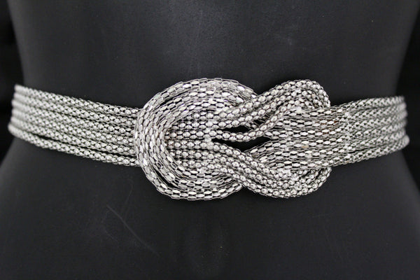 Gold / Silver Mesh Braided Metal Hip High Waist Belt New Women Fashion Accessories Plus Size M L XL - alwaystyle4you - 7