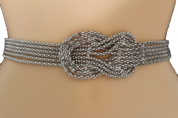 Gold / Silver Mesh Braided Metal Hip High Waist Belt New Women Fashion Accessories Plus Size M L XL - alwaystyle4you - 8