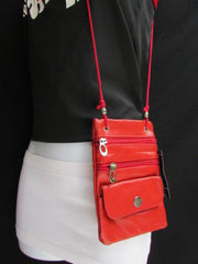 Red Genuine Leather Crossbody Traveling Bag
