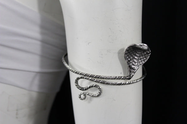 New Women Upper Arm Cuff Bracelet Silver Snake Metal Fashion Jewelry Chain Cobra - alwaystyle4you - 3