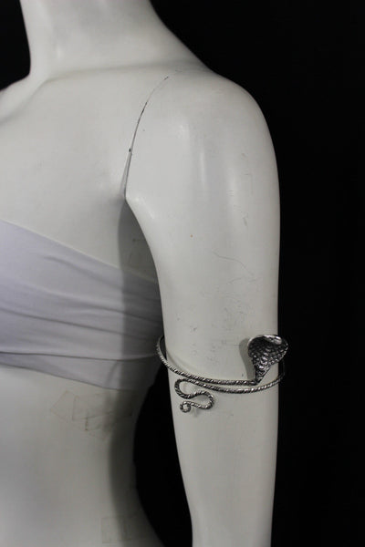 New Women Upper Arm Cuff Bracelet Silver Snake Metal Fashion Jewelry Chain Cobra - alwaystyle4you - 5