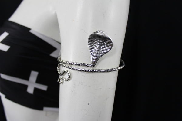 New Women Upper Arm Cuff Bracelet Silver Snake Metal Fashion Jewelry Chain Cobra - alwaystyle4you - 6