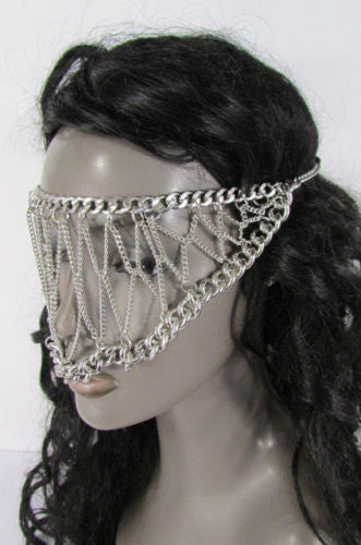 Silver Metal Eye Cover Half Face Elastic Mask Thick Halloween New Women Jewelry Accessories