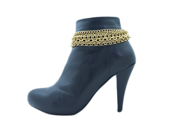 Cute Women Trendy Vintage Gold Color Metal Chain Boot Bracelet Western Shoe Charm Fashion Jewelry