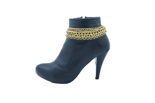 Cute Women Trendy Vintage Gold Color Metal Chain Boot Bracelet Western Shoe Charm Fashion Jewelry