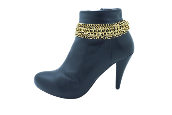 Cute Women Trendy Vintage Gold Color Metal Chain Boot Bracelet Western Shoe Charm Fashion Jewelry