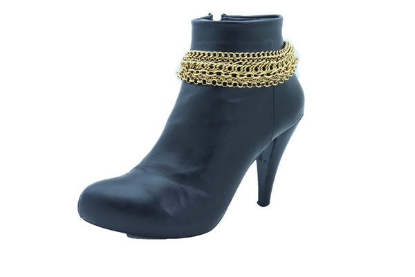 Cute Women Trendy Vintage Gold Color Metal Chain Boot Bracelet Western Shoe Charm Fashion Jewelry