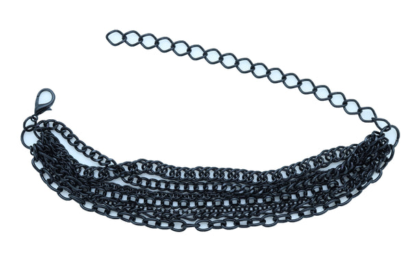 Brand New Women Black Metal Chain Boot Bracelet Anklet Shoe Wave Charm Texas Western Style