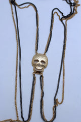 Pewter Gold Skull Pendant Metal Body Chain Harness