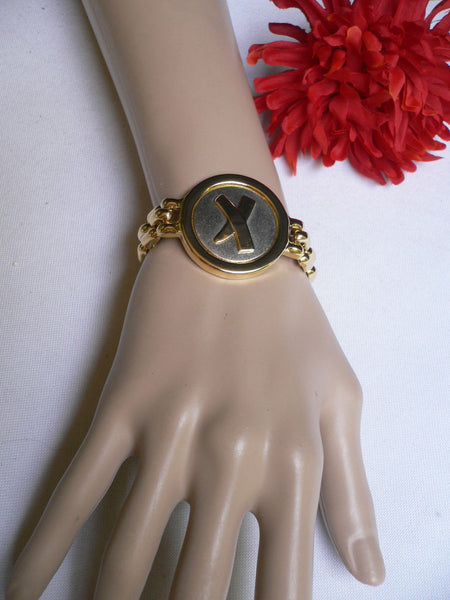 Gold Metal Shield Chains X Circle 80' Style Retro Bracelet New Women Men Fashion Jewelry Accessories - alwaystyle4you - 3