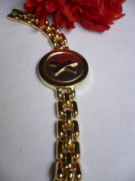 Gold Metal Shield Chains X Circle 80' Style Retro Bracelet New Women Men Fashion Jewelry Accessories - alwaystyle4you - 6