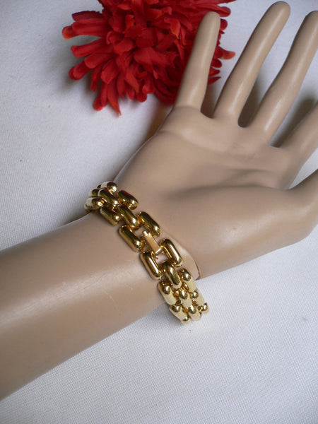 Gold Metal Shield Chains X Circle 80' Style Retro Bracelet New Women Men Fashion Jewelry Accessories - alwaystyle4you - 8
