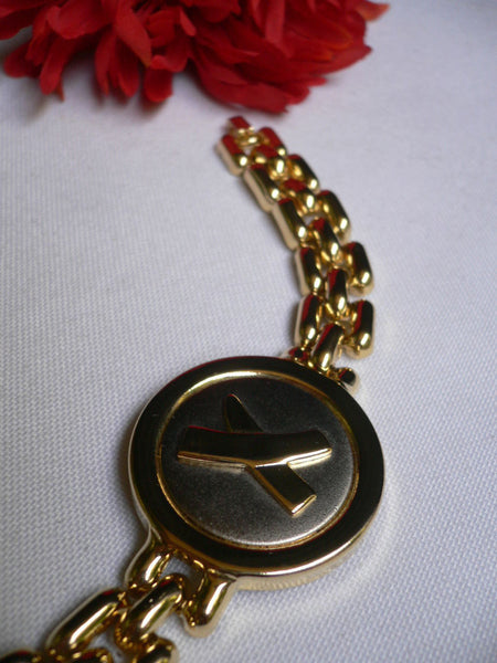 Gold Metal Shield Chains X Circle 80' Style Retro Bracelet New Women Men Fashion Jewelry Accessories - alwaystyle4you - 10