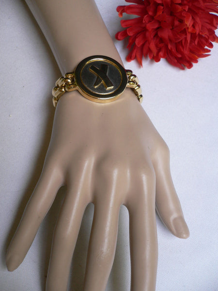 Gold Metal Shield Chains X Circle 80' Style Retro Bracelet New Women Men Fashion Jewelry Accessories - alwaystyle4you - 11