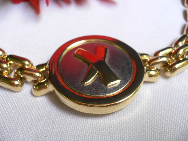 Gold Metal Shield Chains X Circle 80' Style Retro Bracelet New Women Men Fashion Jewelry Accessories - alwaystyle4you - 2
