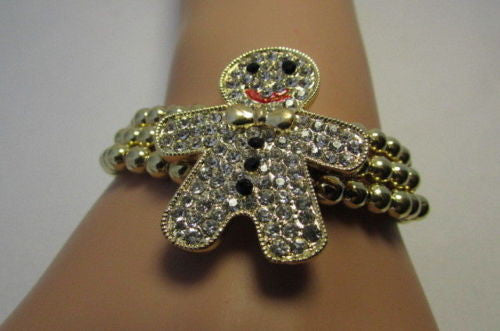 Gold Metal Chains Beads Bracelet Rhinestones Gingerbread Man New Women Fashion Jewelry Accessories - alwaystyle4you - 2