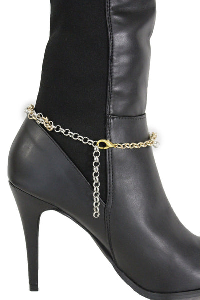 Silver Gold Metal Chain Boot Bracelet Shoe Bling New Women Western Fashion Accessories