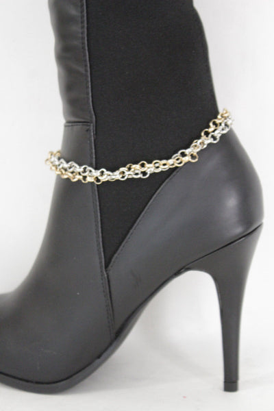 New Women Western Hot Fashion Bracelet Gold Silver Metal Chain Anklet Bling Shoe Charms