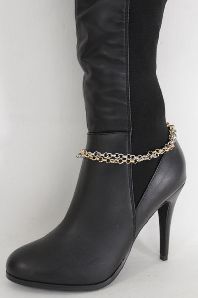 New Women Western Hot Fashion Bracelet Gold Silver Metal Chain Anklet Bling Shoe Charms