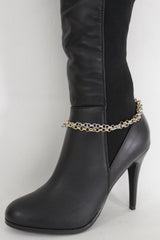 Women Western Hot Fashion Bracelet Gold Silver Metal Chain Anklet Bling Shoe Charms