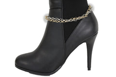 Women Western Hot Fashion Bracelet Gold Silver Metal Chain Anklet Bling Shoe Charms
