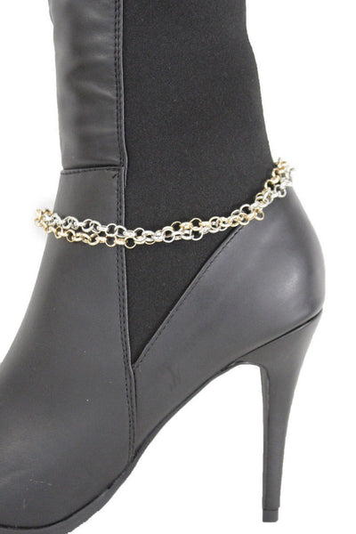 New Women Western Hot Fashion Bracelet Gold Silver Metal Chain Anklet Bling Shoe Charms