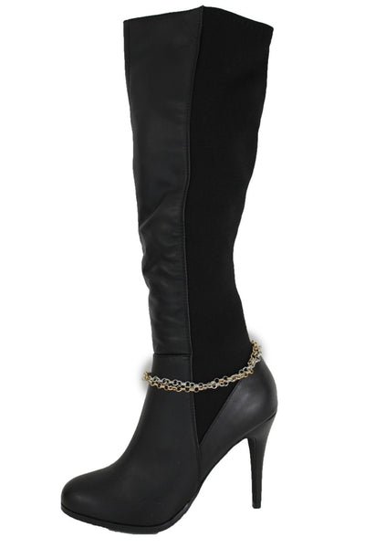 New Women Western Hot Fashion Bracelet Gold Silver Metal Chain Anklet Bling Shoe Charms