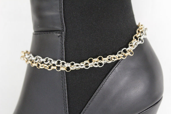 New Women Western Hot Fashion Bracelet Gold Silver Metal Chain Anklet Bling Shoe Charms