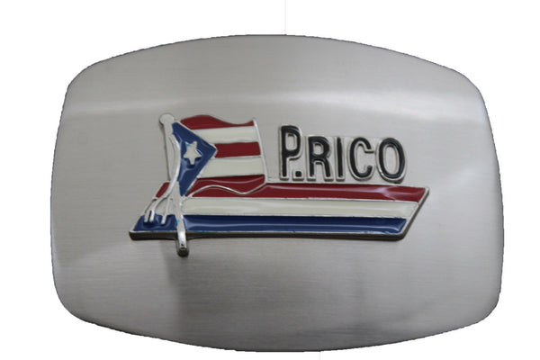 Silver Blue Red White Metal Square Big Puerto Rico Flag Belt Buckle New Men Women Accessories
