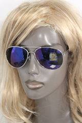 Silver Frame Green Blue Unique Sunglasses Retro Aviator Summer Men Accessories
