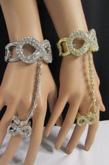 Silver Hand Chain Bracelet Multi Rhinestone Infinity Symbol