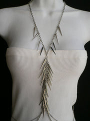 Silver Gold Metal Body Chain Long Spikes Special Necklace Trendy Accessories