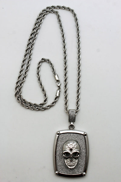 Silver Gold Metal Chain Big 3D Skeleton Skull Pendant Long Necklace New Men Fashion Accessories