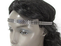 Silver Gold Metal Head Chain Links Forehead Black Elastic Band Jewelry Hair