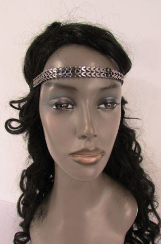 Silver Gold Metal Head Chain Links Forehead Black Elastic Band Women Fashion Jewelry Hair Accessories