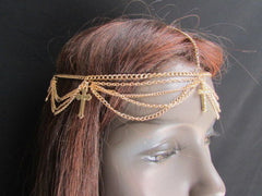 Silver Gold Metal Head Chain Multi Cross Hair Piece Jewelry Wedding Party Beach