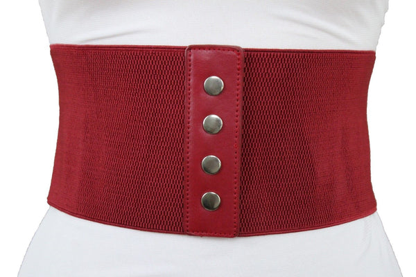 Silver Gunmetal Red Purple Faux Leather Wide Sexy Corset Belt Hip High Waist Women Accessories M XL