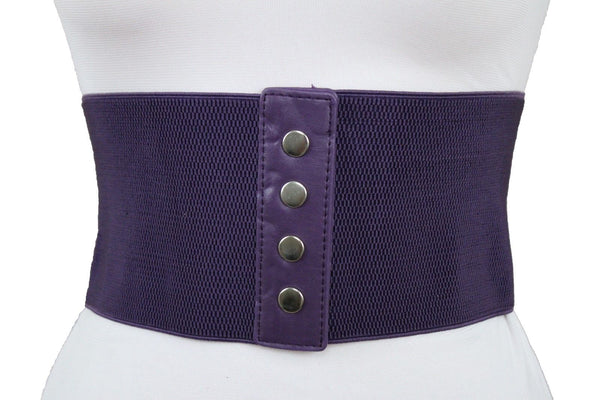 Silver Gunmetal Red Purple Faux Leather Wide Sexy Corset Belt Hip High Waist Women Accessories M XL