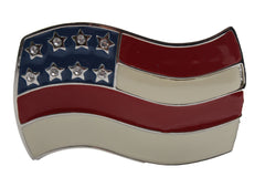 Silver Metal 3D USA Flag United States Belt Buckle Men Cowboy Western