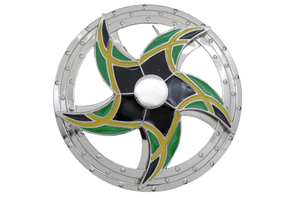 Silver Metal Round Shape Spinning Arrow Star Brazil Flag Belt Buckle New Men Women Accessories