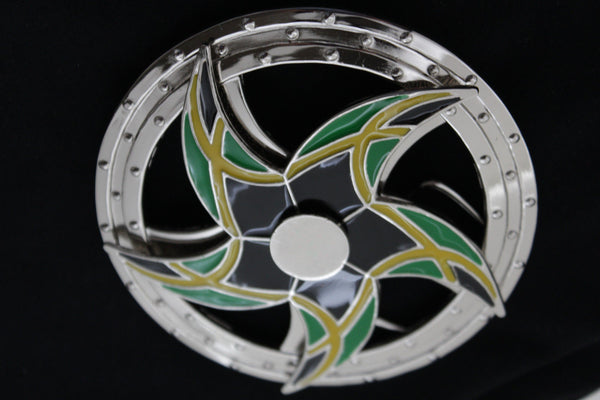 Silver Metal Round Shape Spinning Arrow Star Brazil Flag Belt Buckle New Men Women Accessories