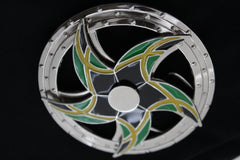 Silver Metal Round Shape Spinning Arrow Star Brazil Flag Belt Buckle Men