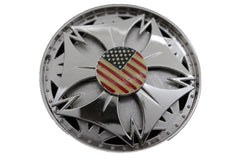 Silver Metal Spinning Round Shape American Flag USA Belt Buckle Men