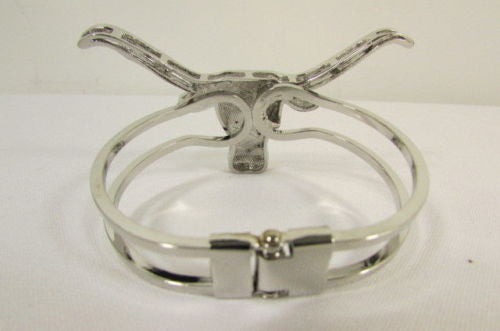 Silver Metal Cuff Bracelet Big Bull Horns Multi Rhinestones New Women Fashion Jewelry Accessories - alwaystyle4you - 7